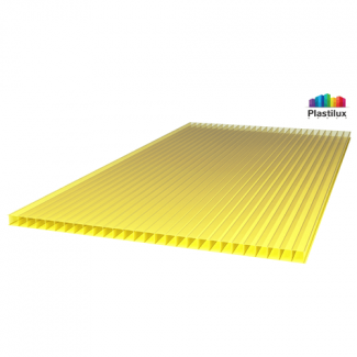 Сотовый поликарбонат ROYALPLAST, цвет жёлтый, размер 2100x6000 мм, толщина 10 мм